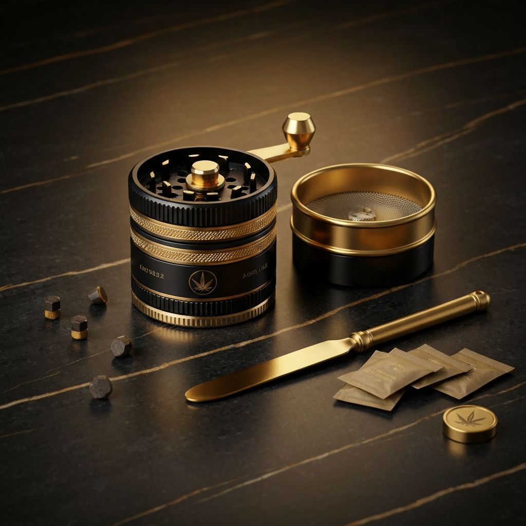 Acessórios premium Hemp Tech com acabamento dourado